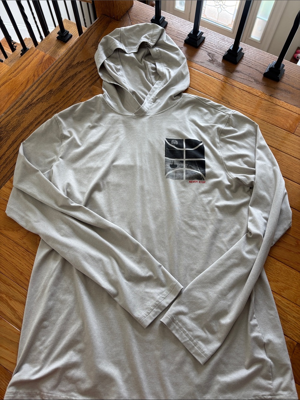 Light Gray/beige boys Hooded Long-Sleeve Shirt